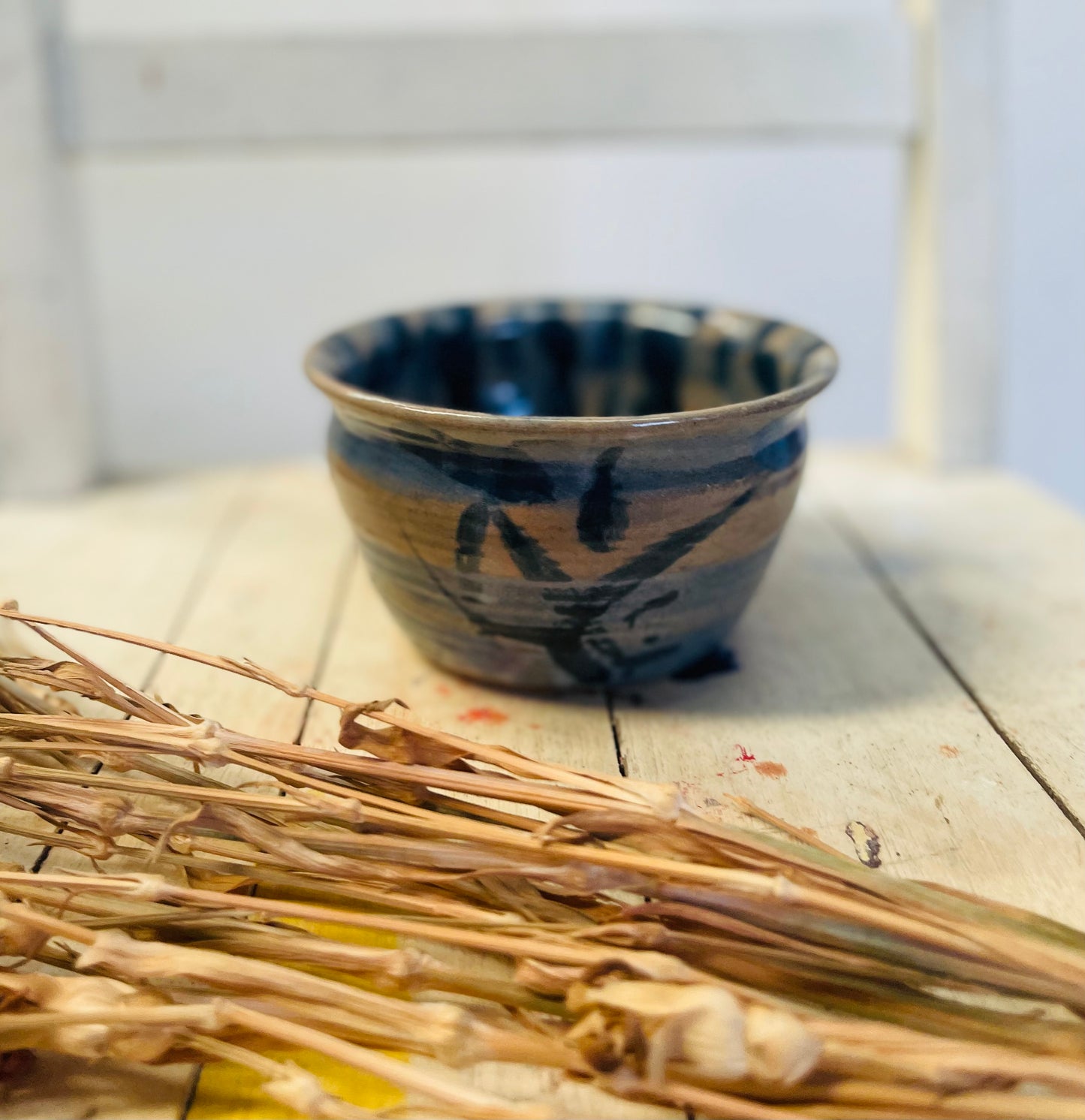 Navy striped bowl