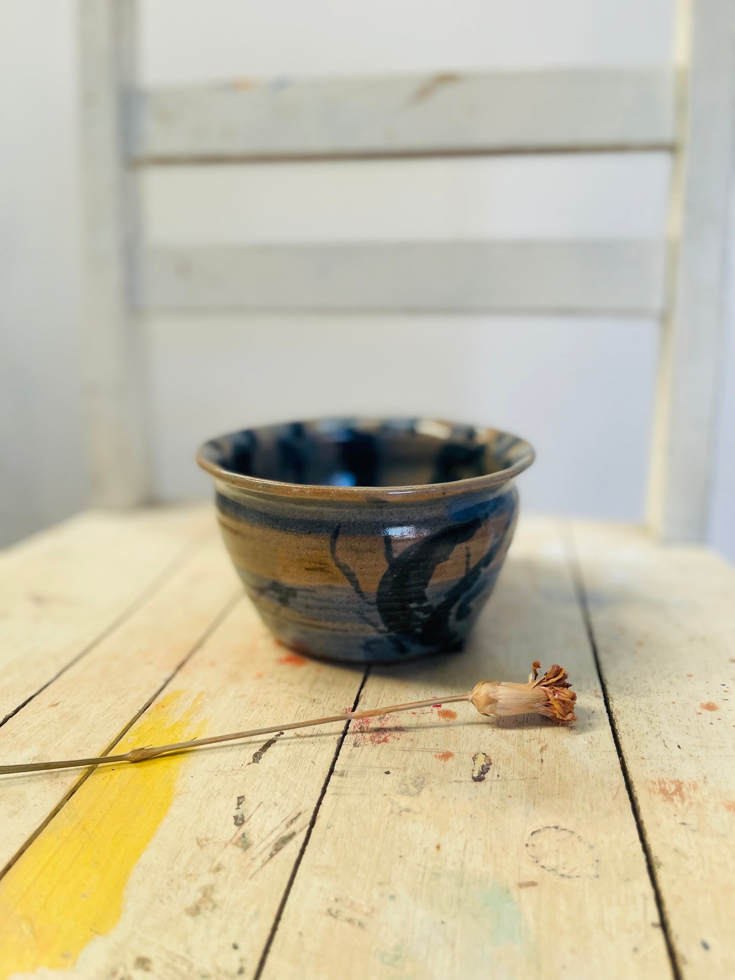 Navy striped bowl