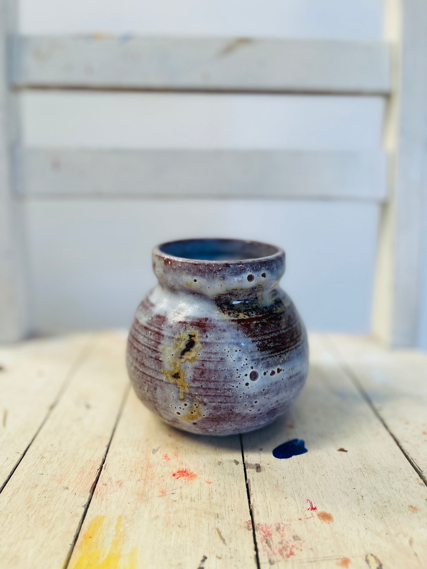 Milky pottery vase